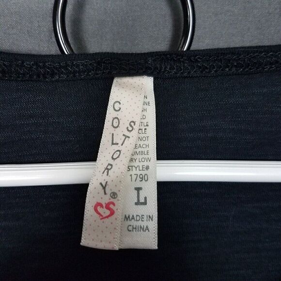 Color Story Large Black High Low Short Sleeve Pocket Tee T Shirt Stretch NWOT - Picture 4 of 10